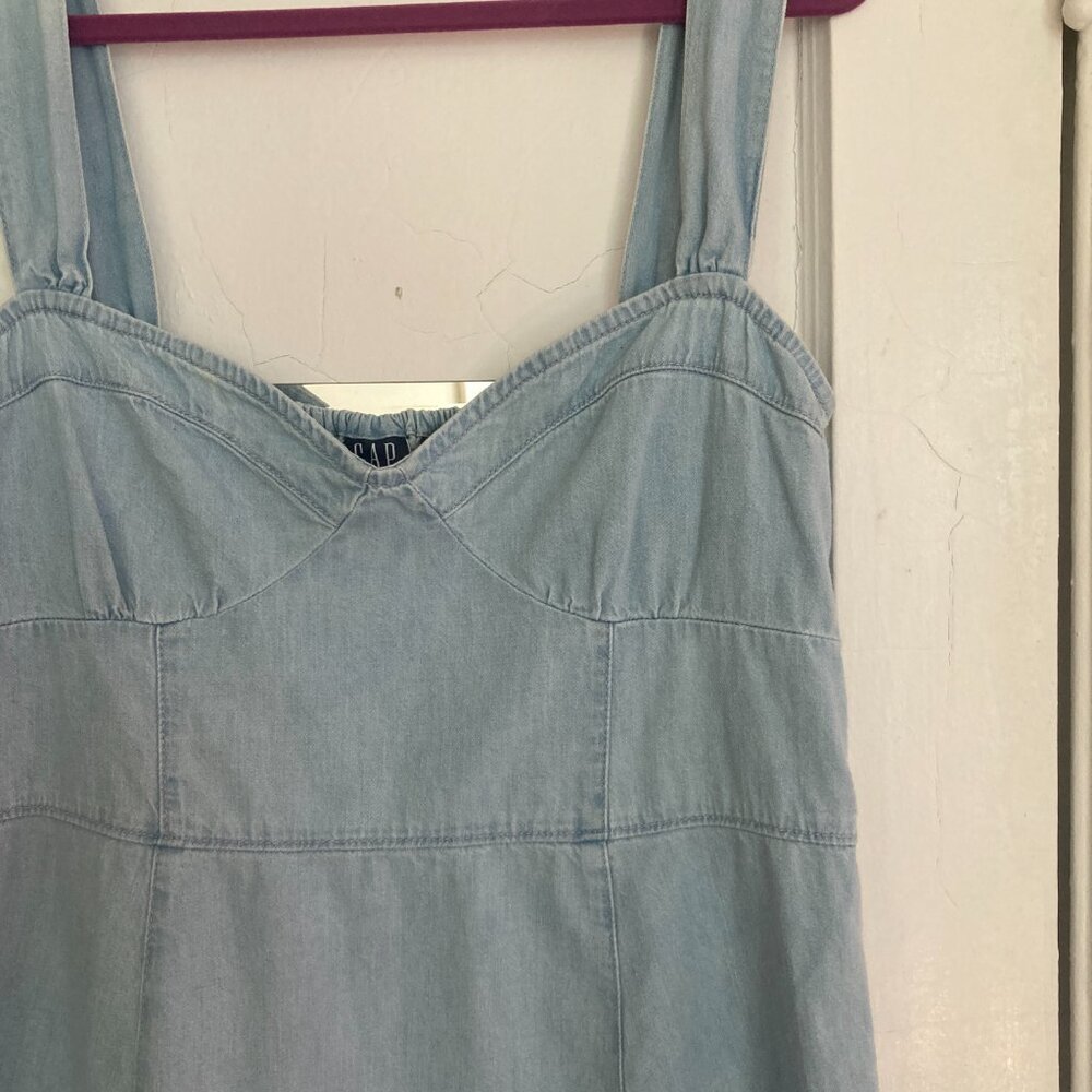 Gap 100% Cotton Denim Sweetheart Neckline Mini Dress XL Blue - Picture 6 of 10